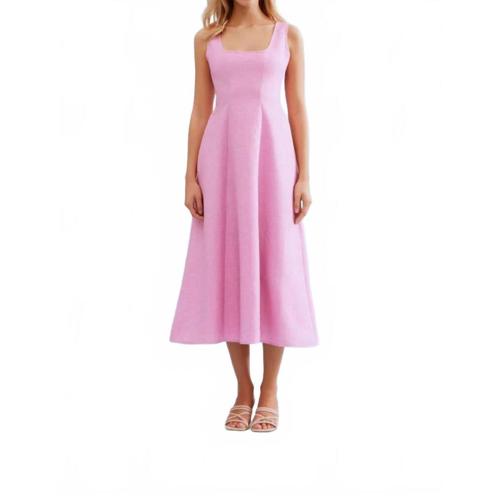 NEW LEO & UGO nina open back midi dress in pink